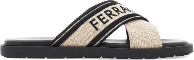Ferragamo crossover-strap cotton sandals Neutrals