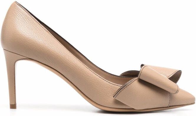 Ferragamo Double Bow leather pumps Brown