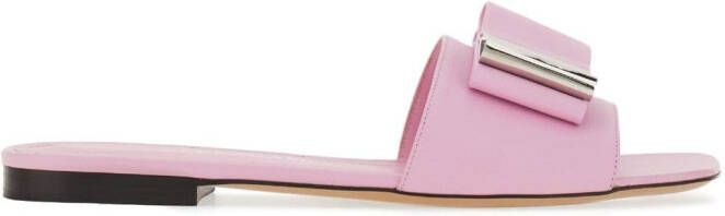 Ferragamo Double-bow leather slides Pink