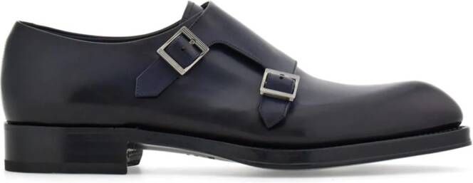 Ferragamo Double-monkstrap leather monk shoes Blue