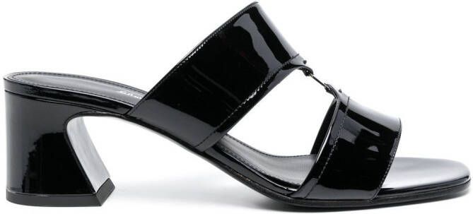 Ferragamo double-strap leather mules Black