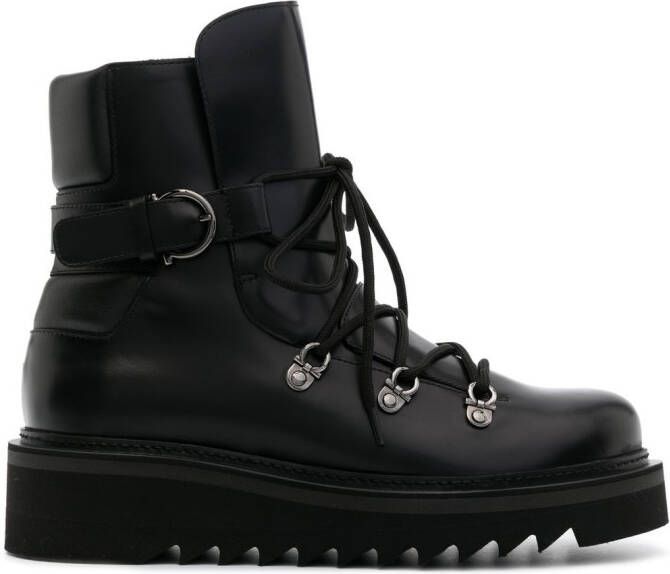 Ferragamo Elimo lace-up leather boots Black
