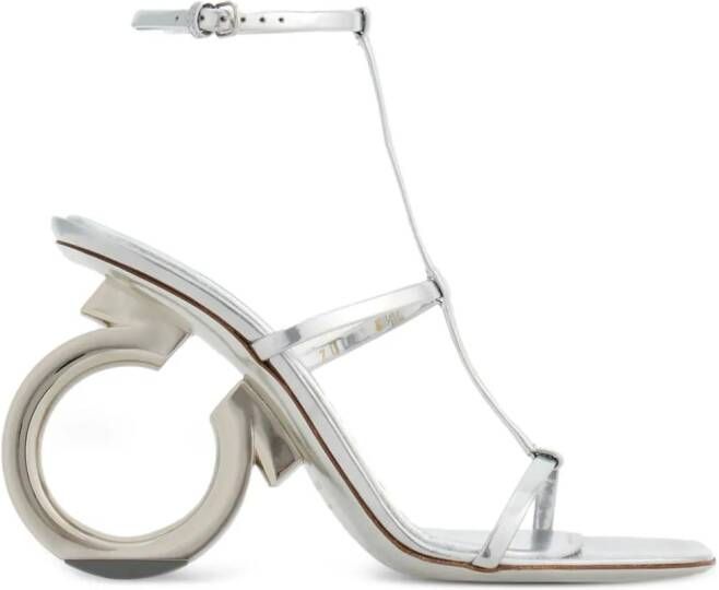 Ferragamo Elina 105mm metallic-finish sandals Silver