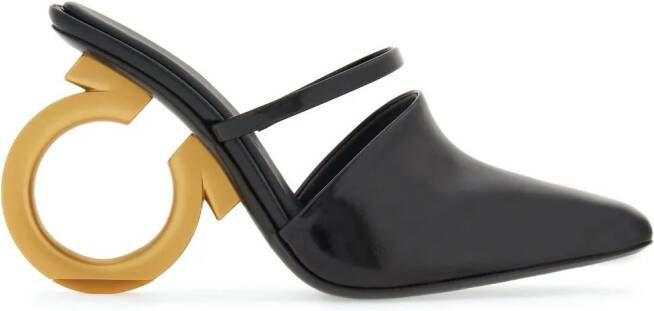 Ferragamo Elina 70mm sculpted-heel leather mules Black