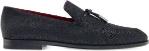 Ferragamo embossed-finish tassel-detail loafers Black