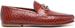 Ferragamo Galileo crocodile-embossed loafers Red