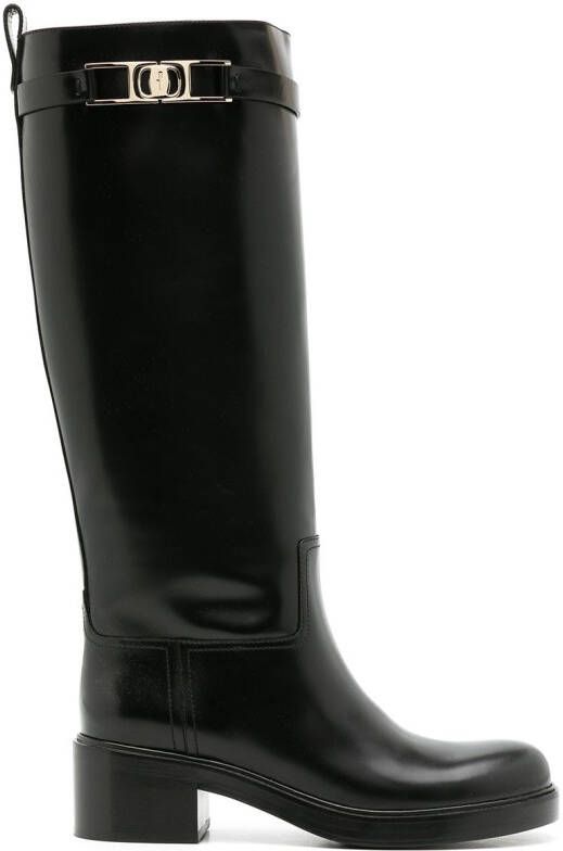 Ferragamo Gancini 55mm knee boots Black