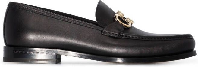 Ferragamo Gancini buckle leather loafers Black