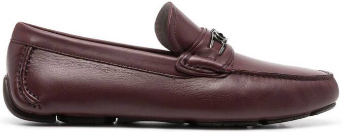 Ferragamo Gancini-buckle leather loafers Red
