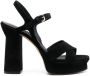 Ferragamo Gancini-buckle suede platform sandals Black - Thumbnail 1