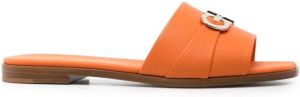 Ferragamo Gancini calf leather slides Orange