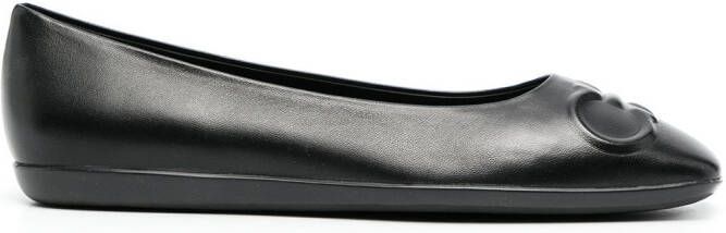 Ferragamo Gancini-embossed ballerina shoes Black