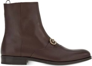 Ferragamo Gancini leather ankle boots Brown
