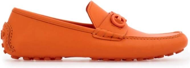Ferragamo Gancini leather loafers Orange