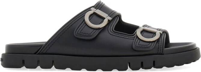 Ferragamo Gancini leather sandals Black