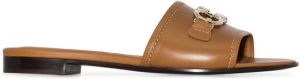 Ferragamo Gancini leather sandals Brown