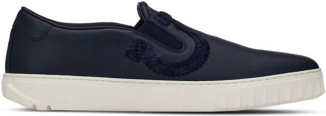 Ferragamo Gancini leather slip-on sneakers Blue