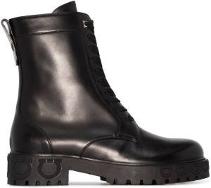 Ferragamo Gancini-motif combat boots Black