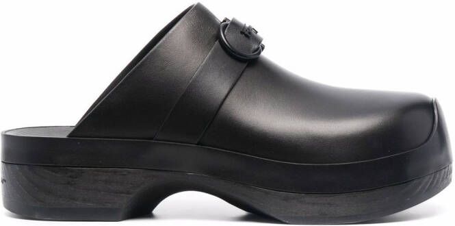 Ferragamo Gancini ornament clogs Black