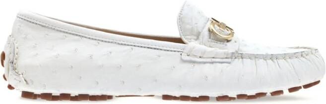Ferragamo Gancini-plaque leather driver loafers White