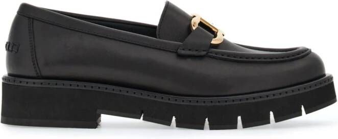 Ferragamo Gancini-plaque leather loafers Black