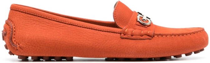 Ferragamo Gancini-plaque leather loafers Orange