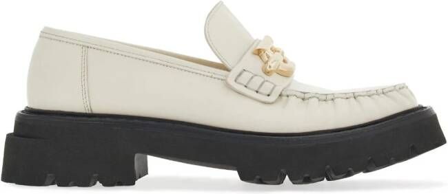 Ferragamo Gancini-plaque leather loafers White