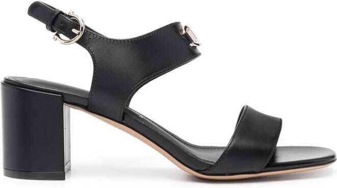 Ferragamo Gancini-plaque leather sandals Black