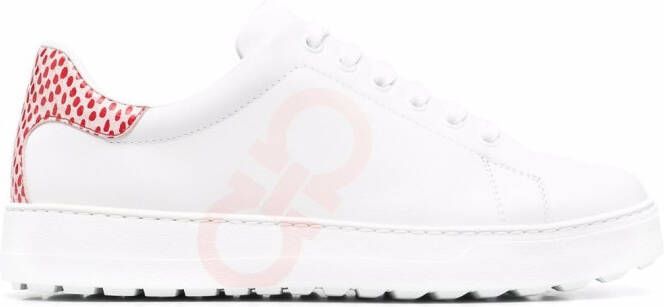 Ferragamo Gancini-print lace-up sneakers White