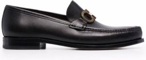 Ferragamo Gancini spike-detail logo strap loafers Black