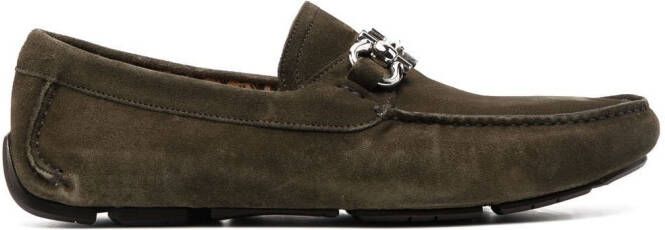 Ferragamo horsebit driver shoes Green