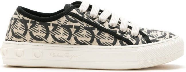 Ferragamo jacquard Gancini lace-up sneakers Neutrals