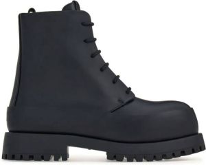 Ferragamo lace-up leather combat boots Black