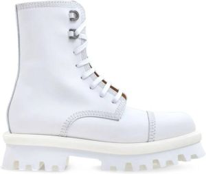 Ferragamo lace-up leather combat boots White