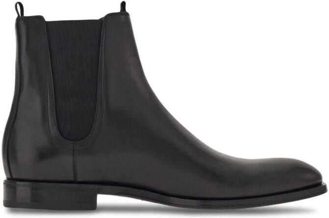 Ferragamo leather almond-toe boot Black