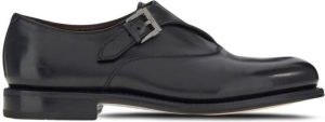 Ferragamo leather buckled monkstrap shoes Black