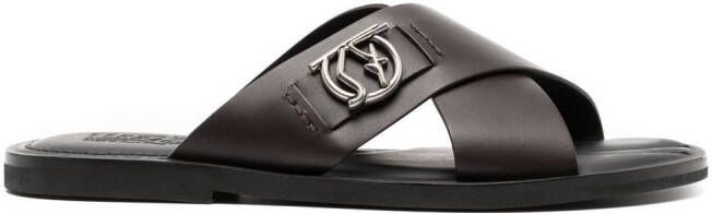 Ferragamo Logan logo-plaque sandals Black