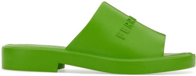 Ferragamo logo-debossed open-toe slides Green