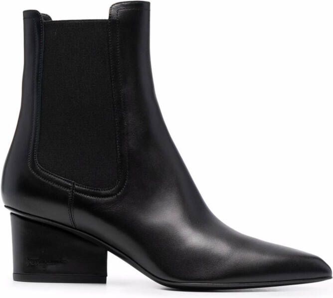 Ferragamo logo-embossed heel Chelsea boots Black