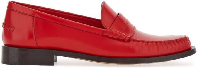 Ferragamo logo-embossed leather loafers Red