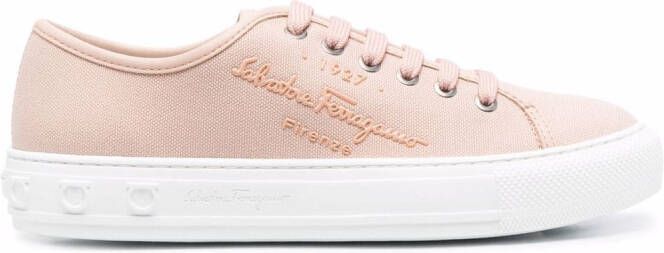 Ferragamo logo-embossed low-top sneakers Pink