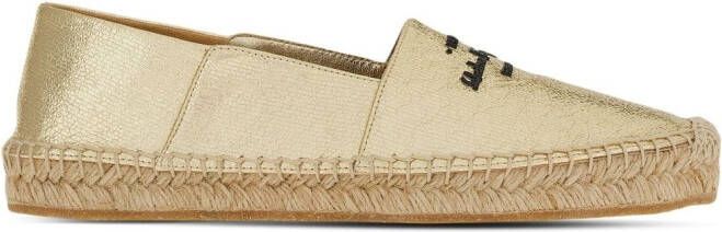 Ferragamo logo-embroidered metallic espadrilles Gold