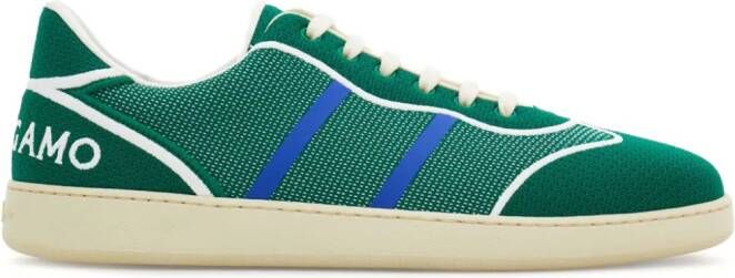 Ferragamo logo-embroidered panelled sneakers Green
