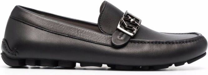 Ferragamo logo-plaque leather loafers Black