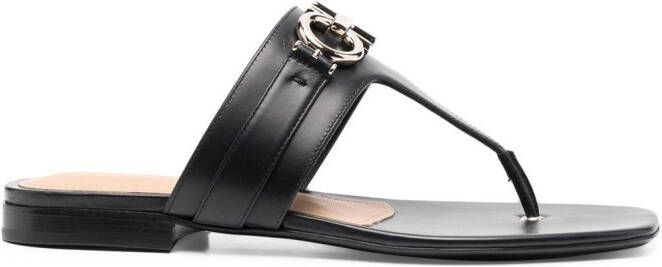 Ferragamo logo-plaque leather sandals Black