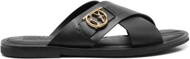 Ferragamo logo-plaque leather sandals Black