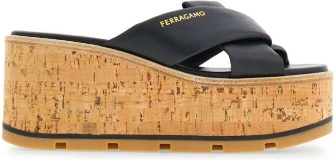Ferragamo logo-print leather sandals Black