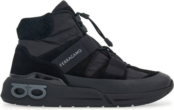 Ferragamo logo-print panelled-design sneakers Black