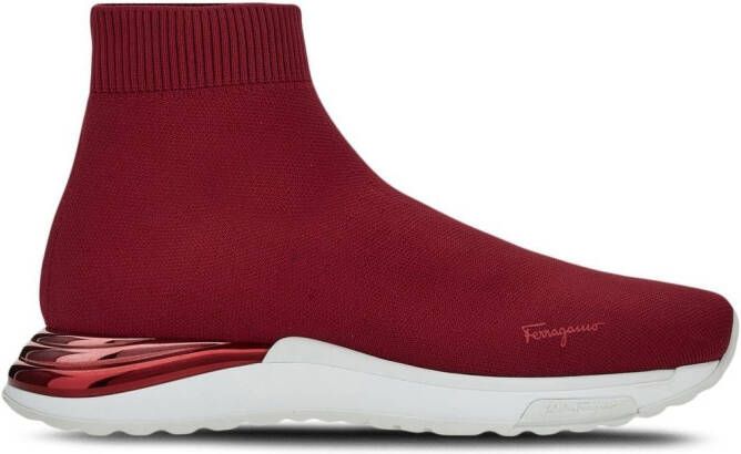 Ferragamo logo-print sock sneakers Red