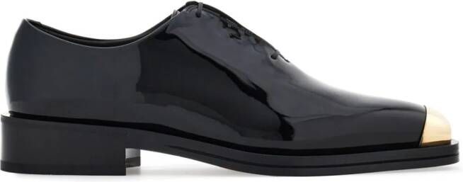 Ferragamo metal toe-cap leather loafers Black